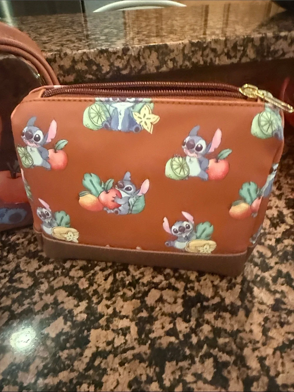 Disney Terracotta Cosmetic Pouch Trio with Blue Stitch Artwork